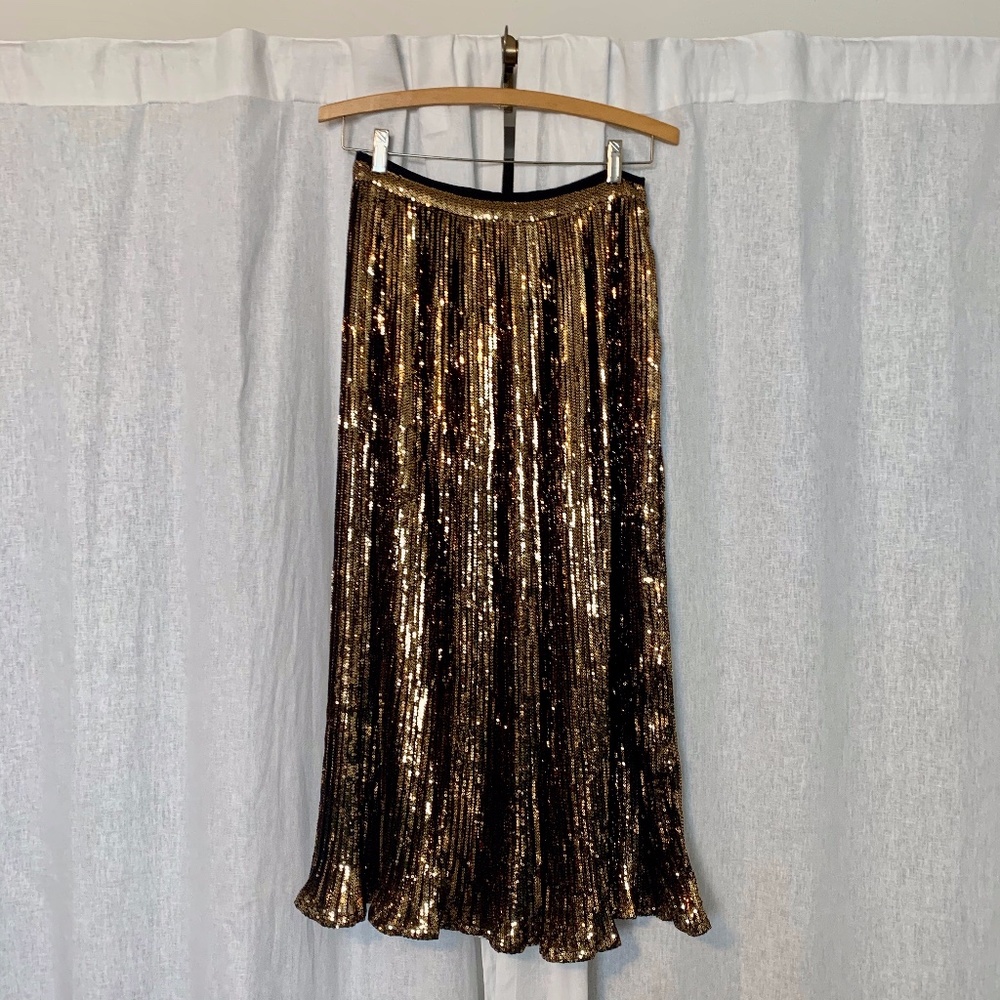 ASOS DESIGN Pleated Sequin Midi Skirt